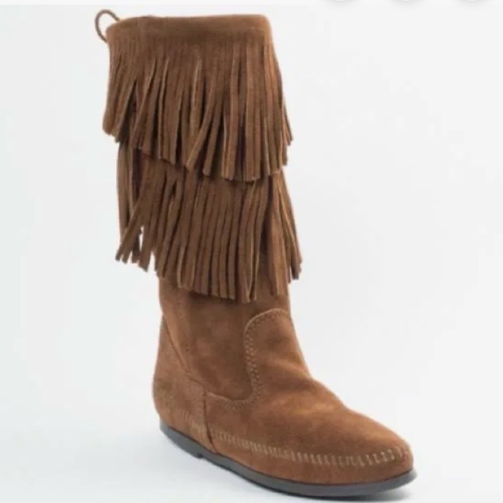 Minnetonka Brown Fringe Boots